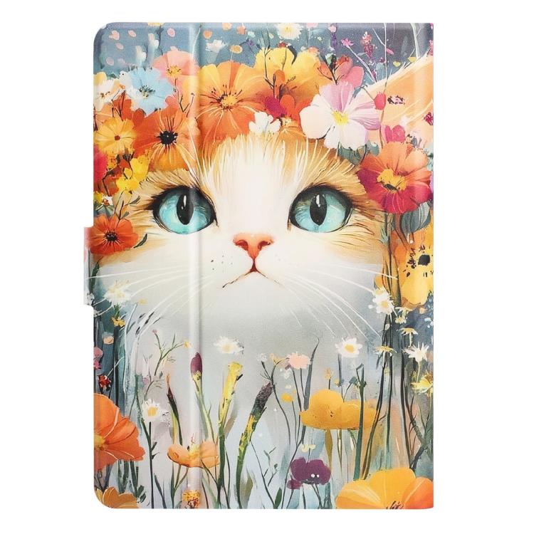 For Amazon Kindle Paperwhite 5 2021 Litchi Texture Voltage Painted Vegan Leather Smart Tablet Case(Flowers Cat) - Image 3