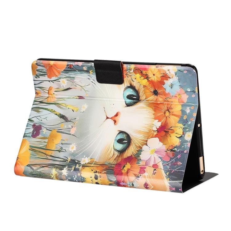 For Amazon Kindle Paperwhite 5 2021 Litchi Texture Voltage Painted Vegan Leather Smart Tablet Case(Flowers Cat) - Image 5