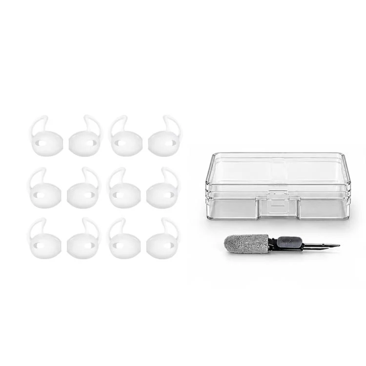 For Apple EarPods XDcase 6 Pairs Silicone Anti-slip Sports Ear Covers Kit, Cleaning Brush Color Random(White)
