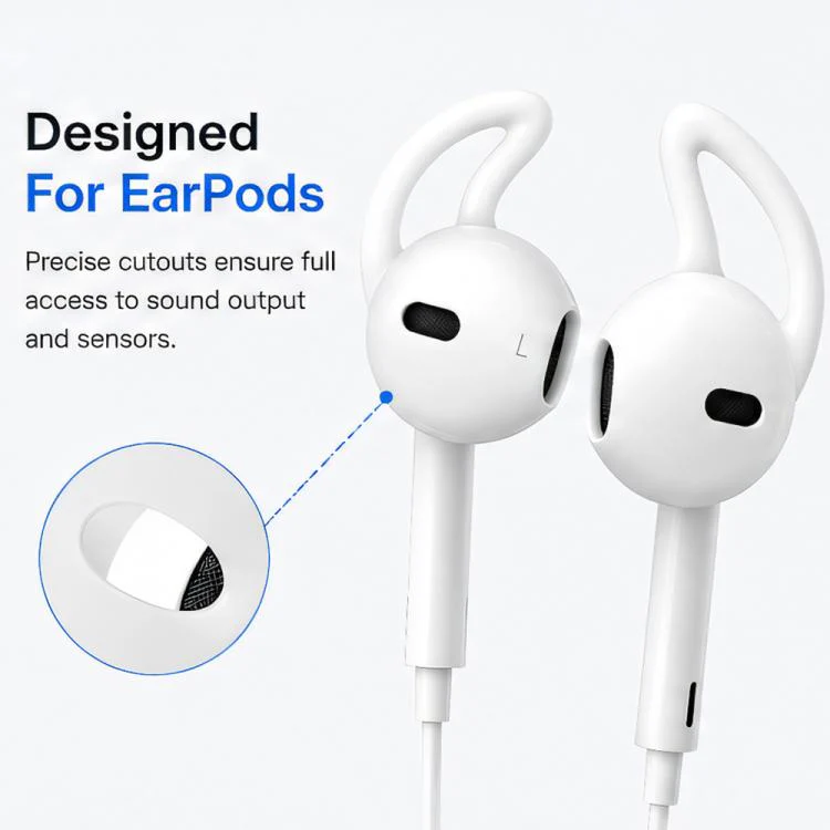 For Apple EarPods XDcase 6 Pairs Silicone Anti-slip Sports Ear Covers Kit, Cleaning Brush Color Random(White) - Image 5