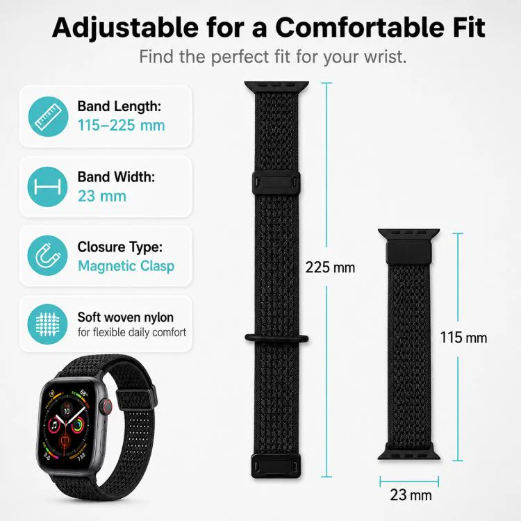 For Apple Watch 38 / 40 / 41 / S11 42mm xDfind Magnetic Buckle Hollow-Out Nylon Woven Watch Band(Blue) - Image 6
