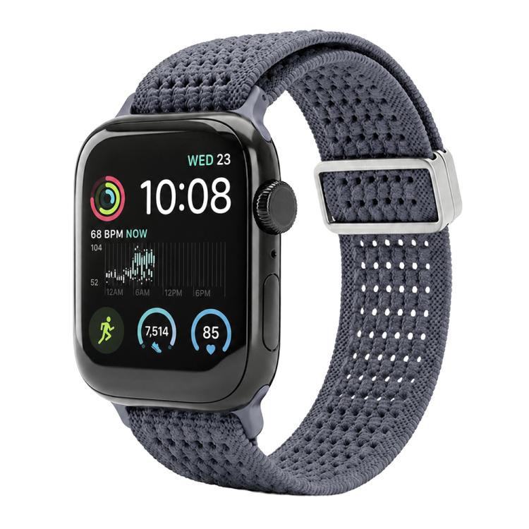 For Apple Watch 38 / 40 / 41 / S11 42mm xDfind Magnetic Buckle Hollow-Out Nylon Woven Watch Band(Grey)
