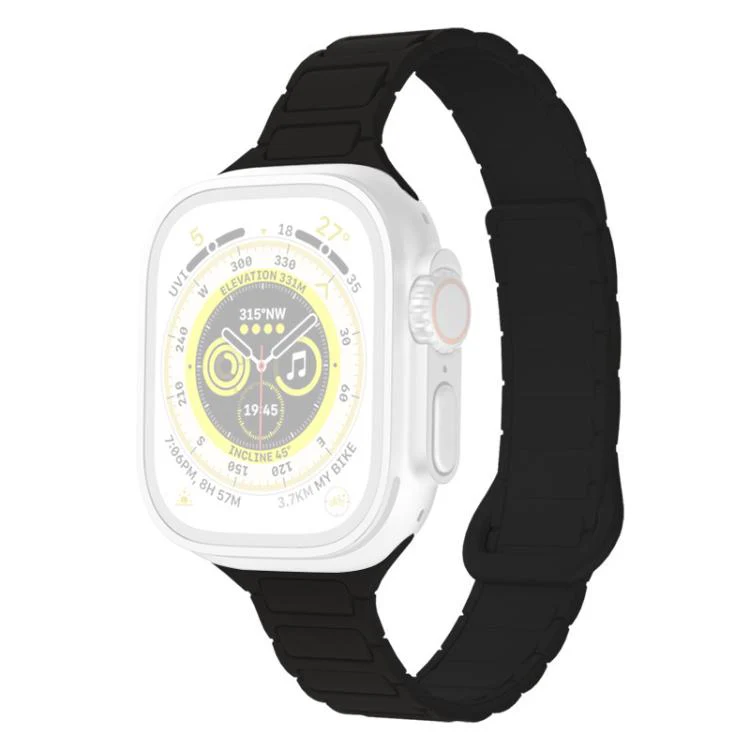 For Apple Watch 38 / 40 / 41 / S11 42mm xDfind Three Beads Magnetic Silicone Watch Band(Black) - Image 2