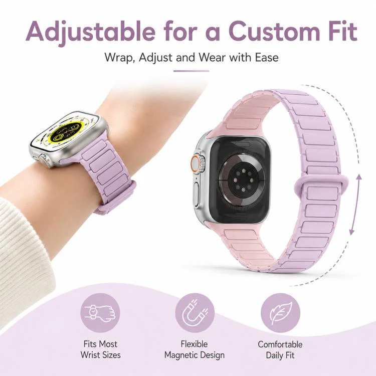 For Apple Watch 38 / 40 / 41 / S11 42mm xDfind Three Beads Magnetic Silicone Watch Band(Black) - Image 7
