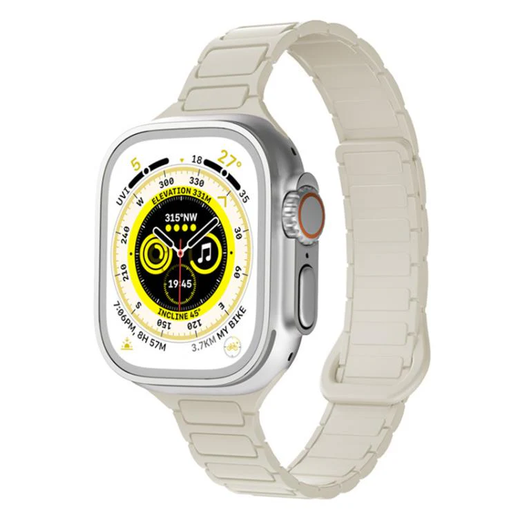 For Apple Watch 38 / 40 / 41 / S11 42mm xDfind Three Beads Magnetic Silicone Watch Band(Starlight)
