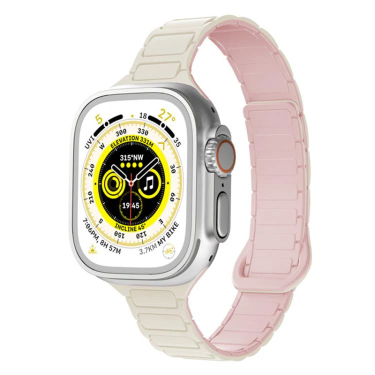 For Apple Watch 38 / 40 / 41 / S11 42mm xDfind Three Beads Magnetic Silicone Watch Band(Starlight + Pink)