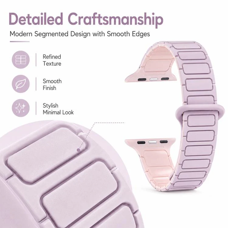 For Apple Watch 42 / 44 / 45 / 46 / 49mm xDfind Three Beads Magnetic Silicone Watch Band(Pink + Mint Green) - Image 5