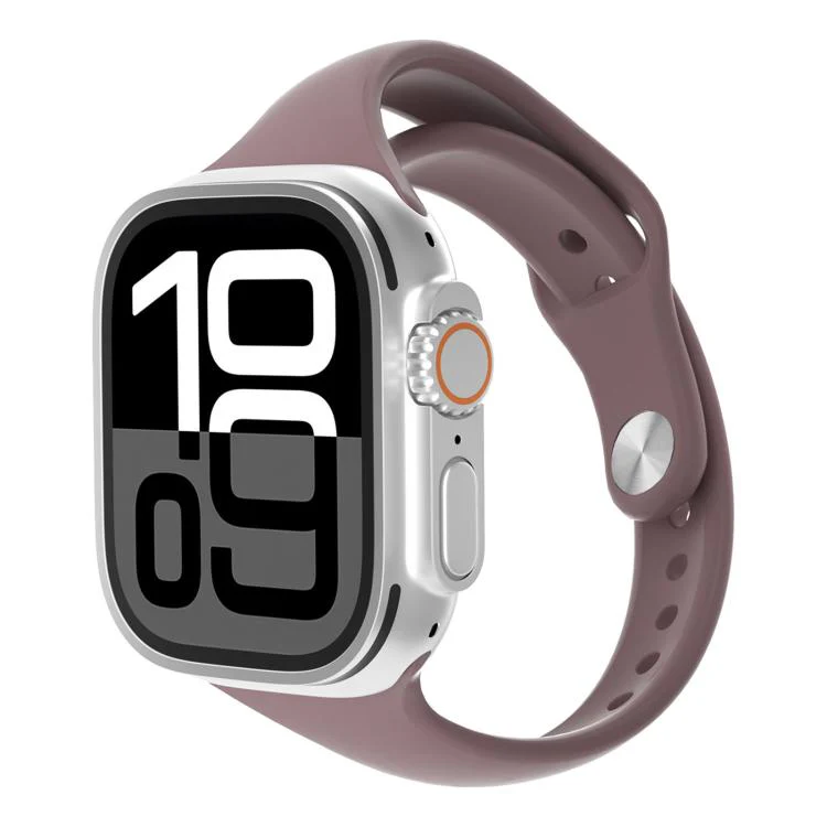 For Apple Watch 42mm / 41mm / 40mm / 38mm Angled Connector Slim Reverse Buckle Silicone Watch Band(Smoky Purple)