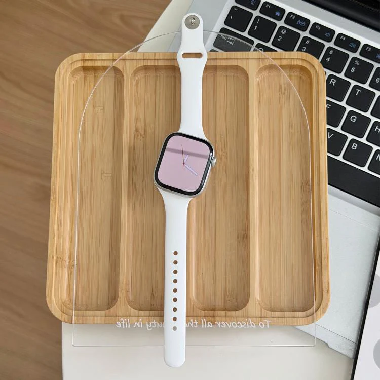 For Apple Watch 42mm / 41mm / 40mm / 38mm Angled Connector Slim Reverse Buckle Silicone Watch Band(White) - Image 3