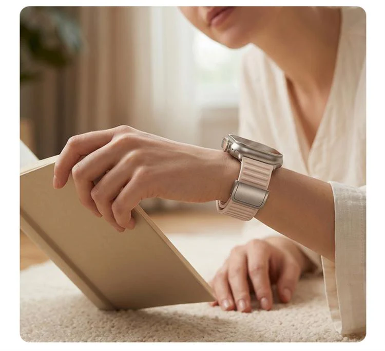For Apple Watch 42mm / 41mm / 40mm / 38mm Mountain Pattern Loop Magnetic Buckle Silicone Watch Band(Light Blue) - Image 6