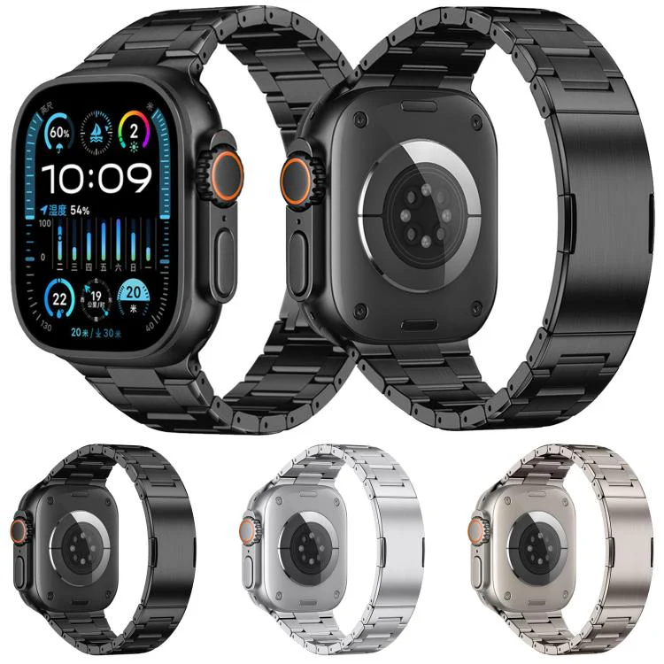 For Apple Watch 46mm / 49mm / 45mm / 44mm Double Press Folding Clasp Titanium Watch Band(Titanium) - Image 3