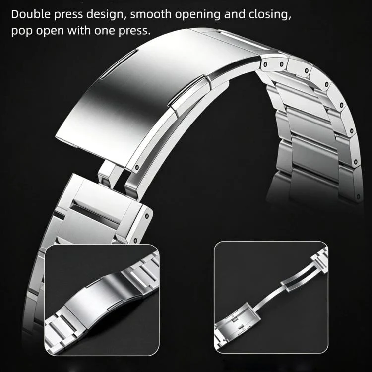 For Apple Watch 46mm / 49mm / 45mm / 44mm Double Press Folding Clasp Titanium Watch Band(Titanium) - Image 4