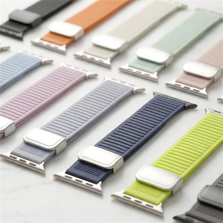 For Apple Watch 46mm / 49mm / 45mm / 44mm Mountain Pattern Loop Magnetic Buckle Silicone Watch Band(Dark Blue) - Image 7