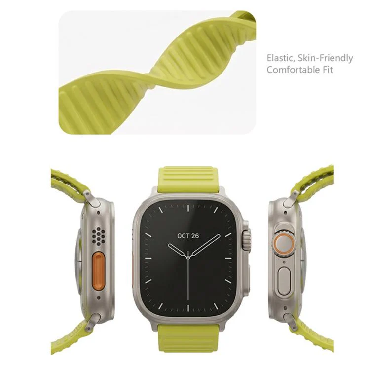 For Apple Watch 46mm / 49mm / 45mm / 44mm Mountain Pattern Loop Magnetic Buckle Silicone Watch Band(Light Blue) - Image 3