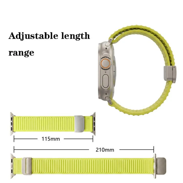 For Apple Watch 46mm / 49mm / 45mm / 44mm Mountain Pattern Loop Magnetic Buckle Silicone Watch Band(Red) - Image 5