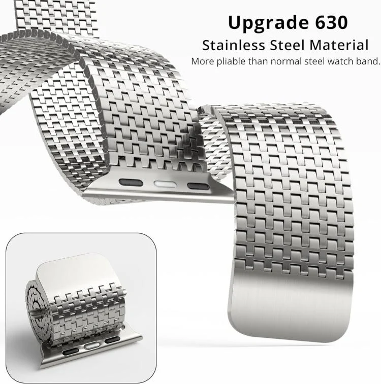For Apple Watch 46mm / 49mm / 45mm / 44mm Pin-Chain Milanese Magnetic Watch Band(Graphite) - Image 5
