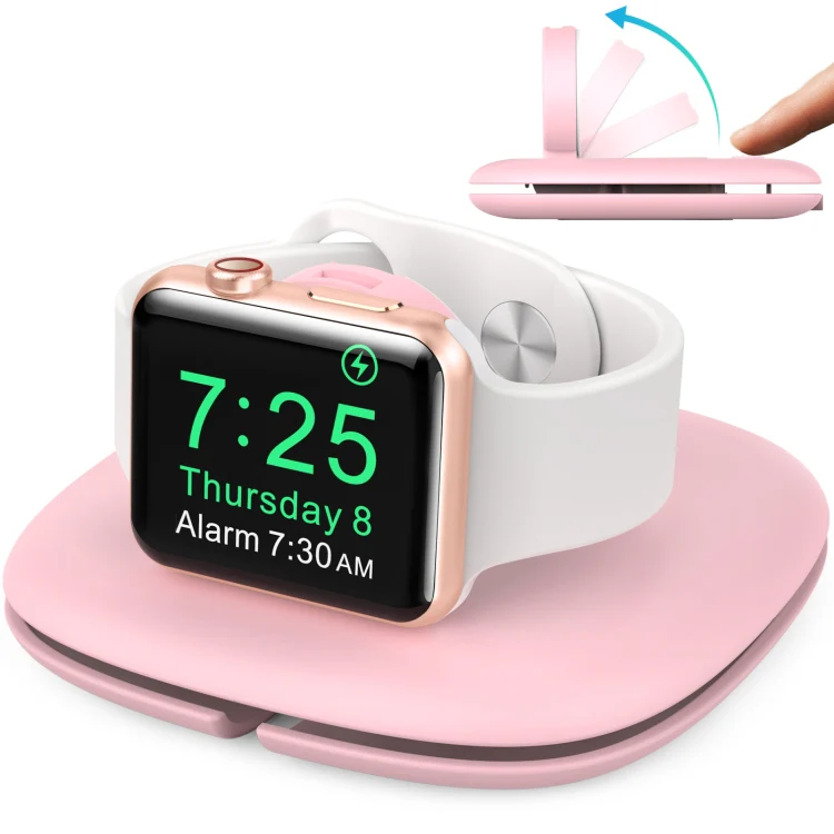 For Apple Watch AhaStyle PT126 Storage Folding Stand Plastic Charging Holder(Pink)