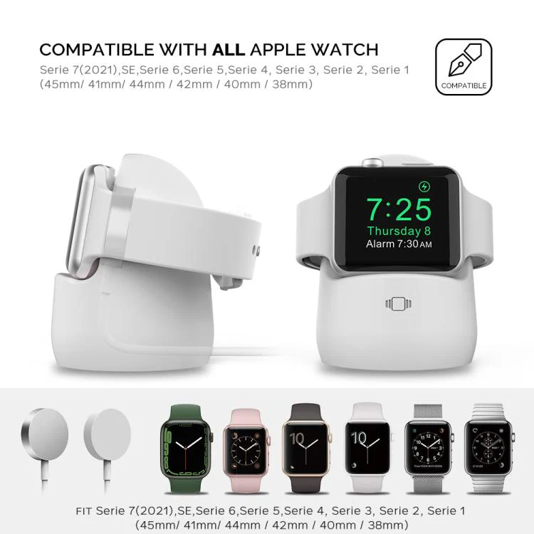 For Apple Watch AhaStyle PT63  Silicone Charging Storage Stand Mini Charging Base, Without Charger(Black) - Image 2