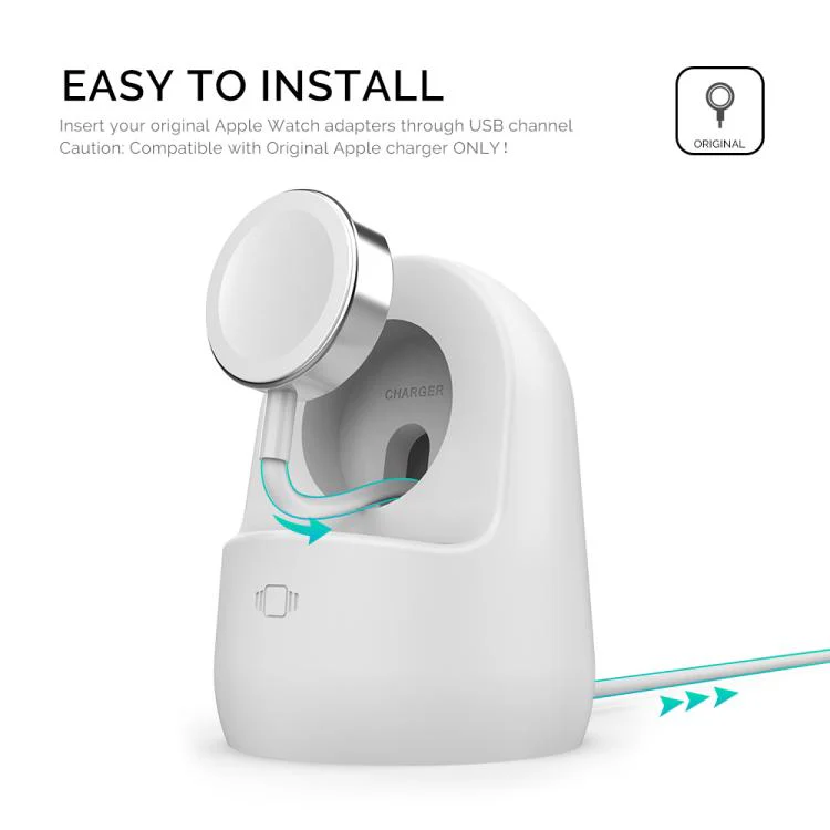 For Apple Watch AhaStyle PT63  Silicone Charging Storage Stand Mini Charging Base, Without Charger(Light Blue) - Image 3