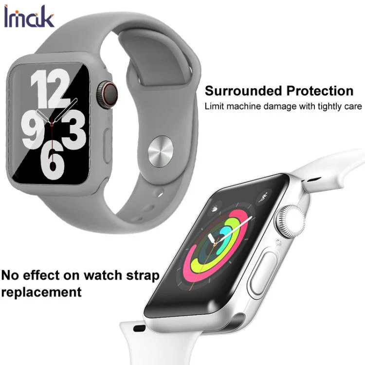 For Apple Watch SE 1/2/3/Series 4/5/6 40mm imak Integrated Case and Film with Silicone Strap(Black) - Image 9