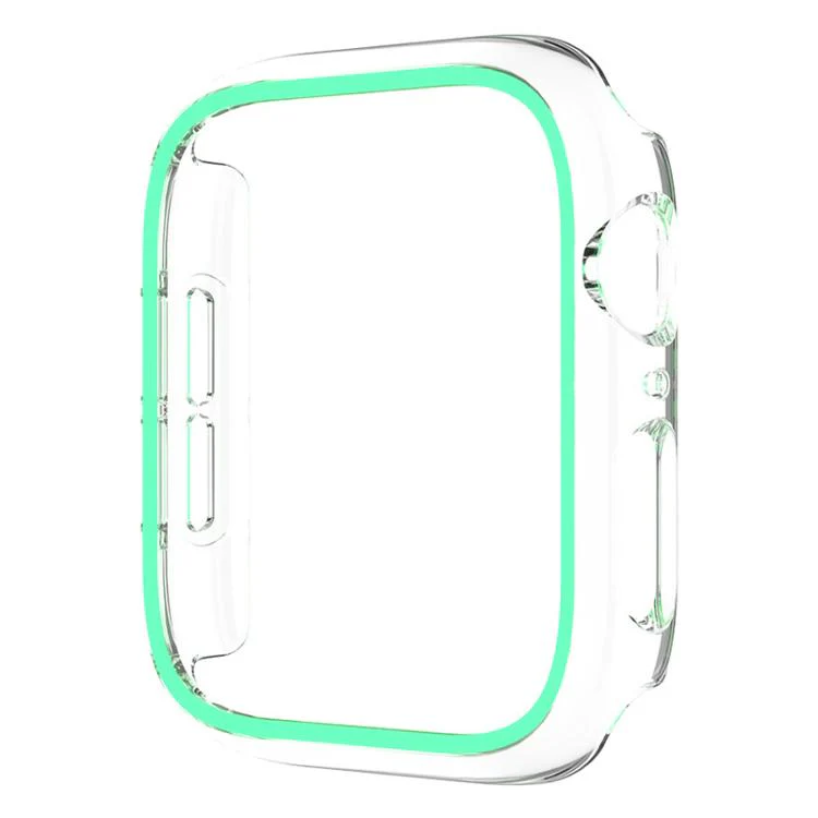 For Apple Watch Series 9 / 8 / 7 41mm XDfind Transparent Luminous Half Coverage Hollow PC Watch Case(Green) - Image 2