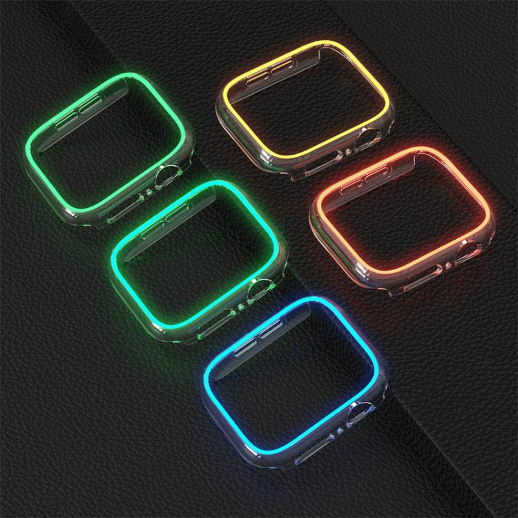 For Apple Watch Series 9 / 8 / 7 41mm XDfind Transparent Luminous Half Coverage Hollow PC Watch Case(Green) - Image 4