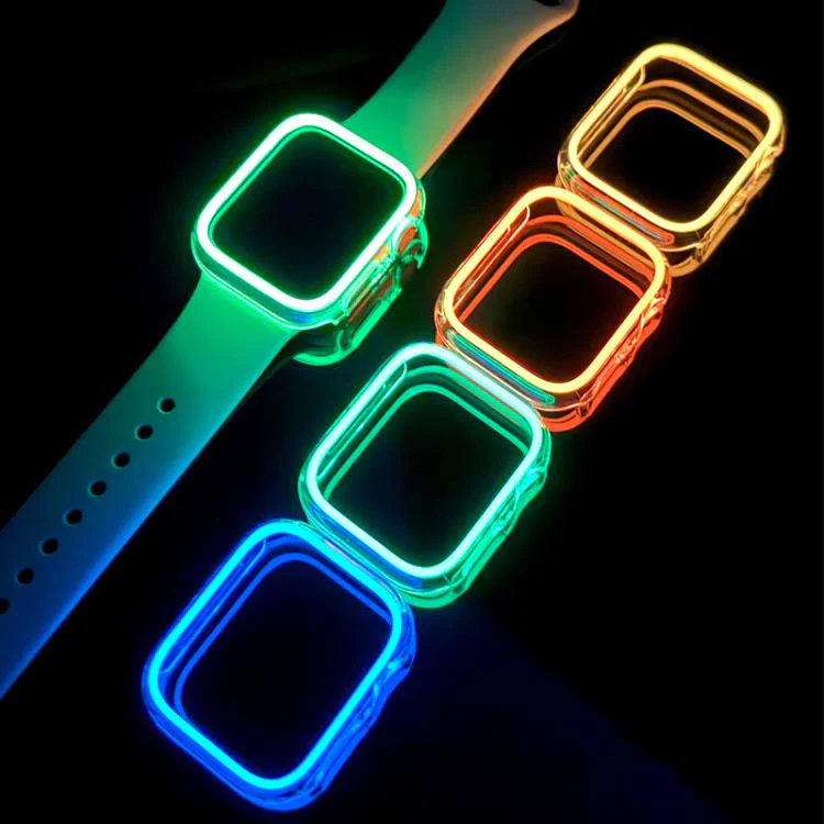 For Apple Watch Series 9 / 8 / 7 41mm XDfind Transparent Luminous Half Coverage Hollow PC Watch Case(Green) - Image 6