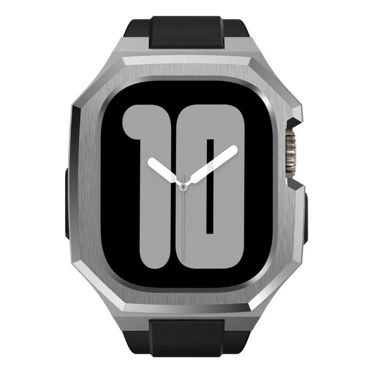 For Apple Watch Ultra 3 / 2 / 1 49mm Stainless Steel Protective Case Integrated Fluororubber Watch Band(Silver) - Image 4