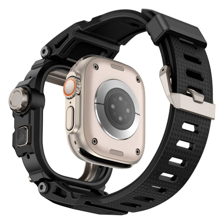 For Apple Watch Ultra3 / Ultra2 / Ultra 49mm Metal Connector Case Integrated TPU Watch Band(Titanium Black) - Image 5