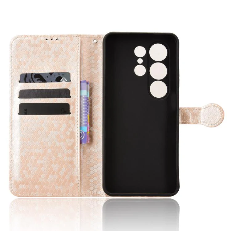 For Blackview Wave 10 Honeycomb Dot Texture Leather Phone Case(Gold) - Image 4