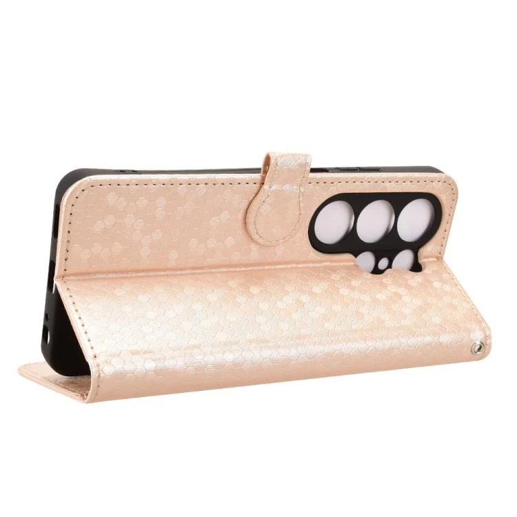 For Blackview Wave 10 Honeycomb Dot Texture Leather Phone Case(Gold) - Image 5