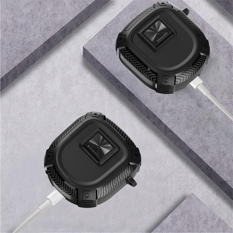 For Bose QuietComfort Earbuds II / Ultra Carbon Fibre Snap Lock TPU Earphone Cover with Metal Buckle(Grey) - Image 6