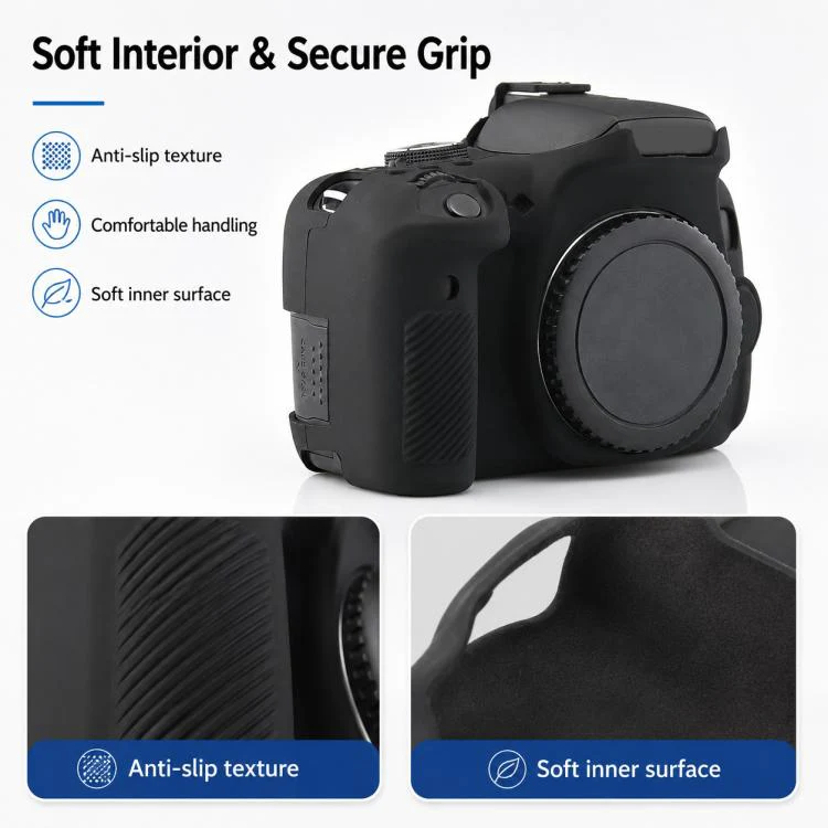 For Canon EOS 750D Soft Silicone Camera Protective Case(Black) - Image 5