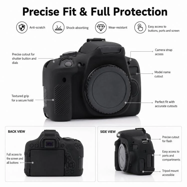 For Canon EOS 750D Soft Silicone Camera Protective Case(Red) - Image 4