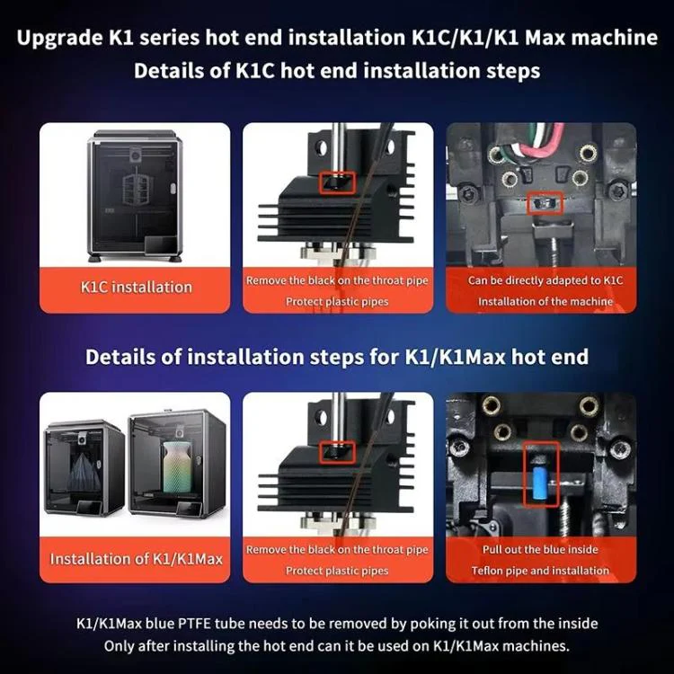 For Creality K1 / K1C / K1 Max Ceramic Hot End Kit High Flow Printer Accessory, Spec: 0.6mm - Image 5