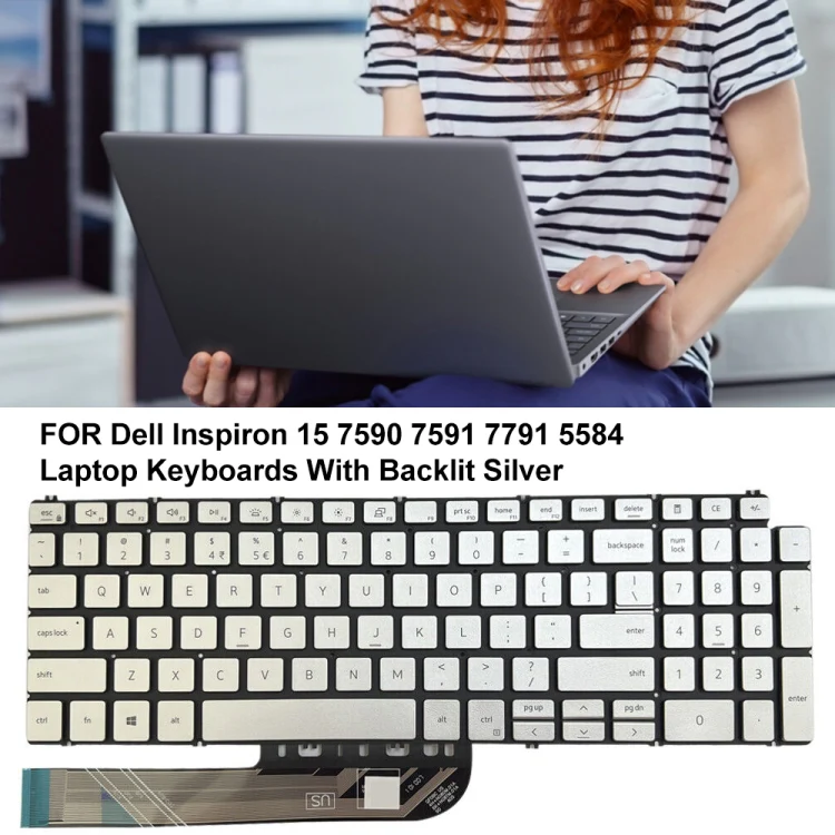 For Dell Inspiron 15 7590 / 7791 / 5584 US Version Backlight Laptop Keyboard(Silver) - Image 6