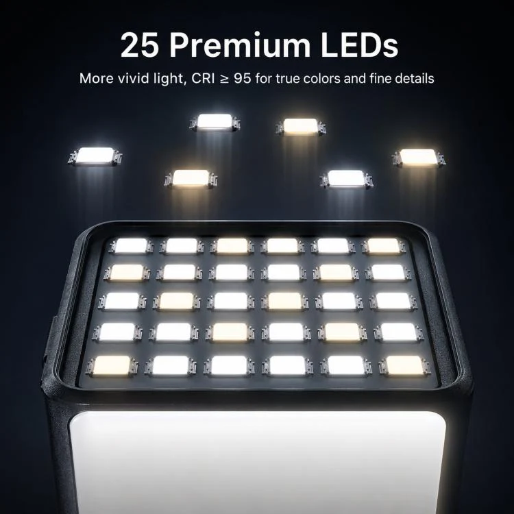For DJI Action 5 Pro/4/3 TELESIN Quick-Release Mini Vlog Fill Light, IPX5 Waterproof Magnetic LED Video Light With 3 Color Temps(Black) - Image 10