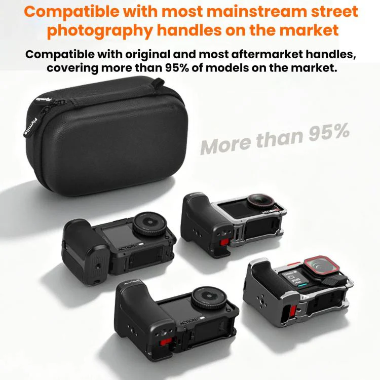 For DJI Action 6 / 5 / 4 / Insta360 Ace Pro 2 Flymile Street Photography Handle Storage Bag(Black) - Image 6