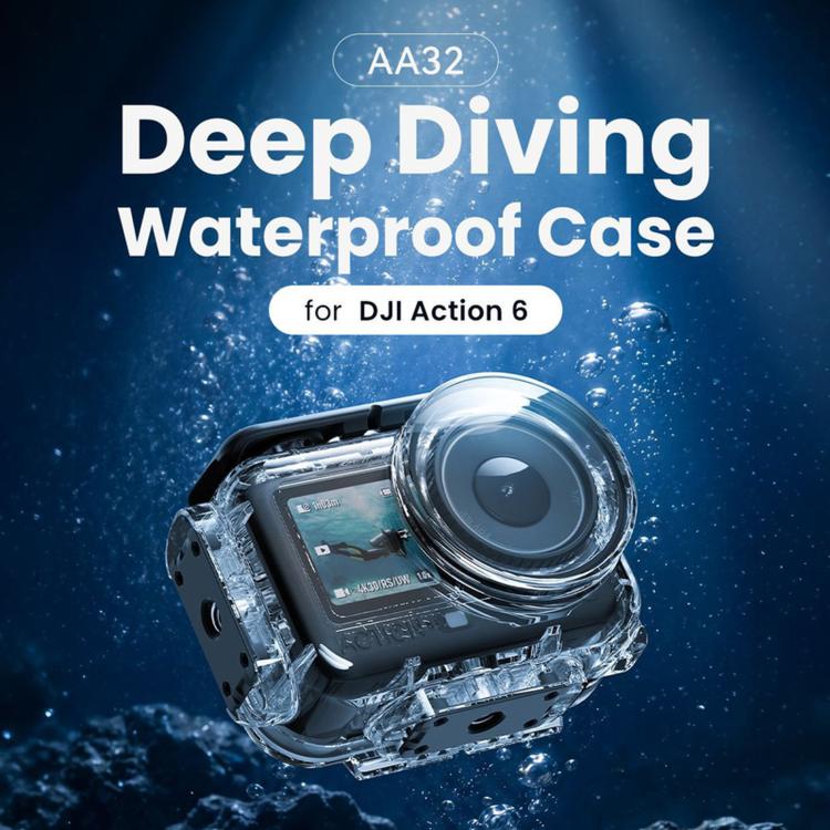 For DJI Action 6 aMagisn 60m Waterproof Case Deep Diving Housing with Dual Lock(Transparent)