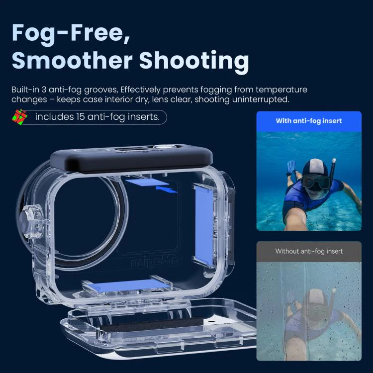 For DJI Action 6 aMagisn 60m Waterproof Case Deep Diving Housing with Dual Lock(Transparent) - Image 6