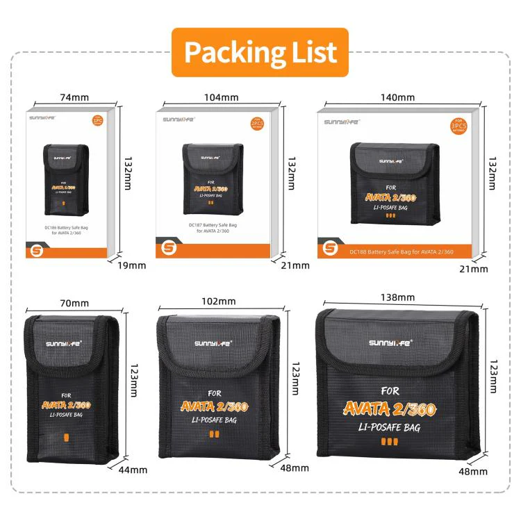 For DJI Avata 2 / 360 Sunnylife Battery Explosion-proof Safe Bag Protective Li-Po Safe Bag, Quantity:For 1pc Battery - Image 7