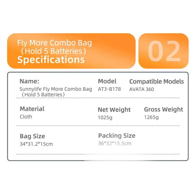 For DJI Avata 360 Sunnylife Carrying Hard Travel Storage Bag 5-Batteries Combo Bag - Image 10