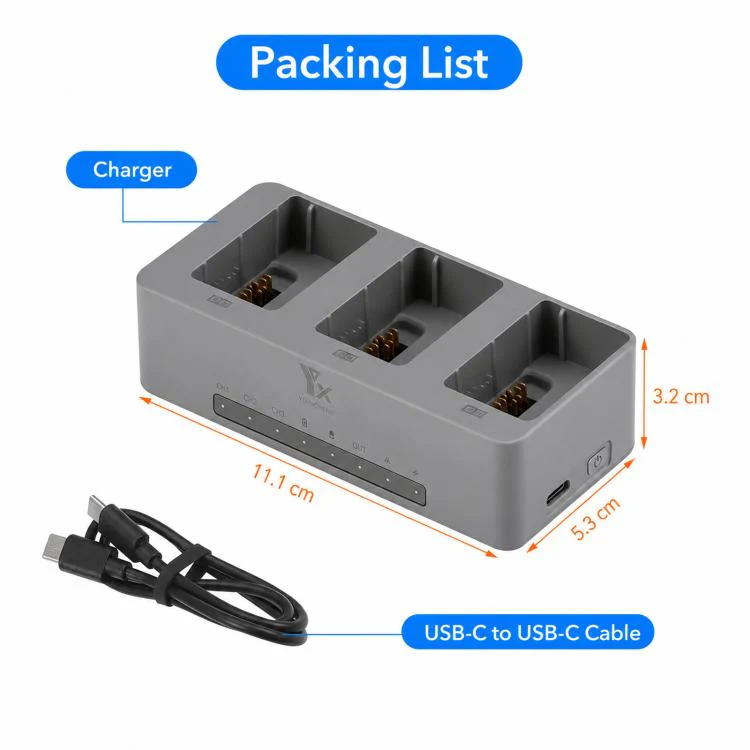 For DJI Avata 360 YX PD 100W Parallel Charger 3-Way Fast Charging Hub With Battery Storage Mode - Image 11