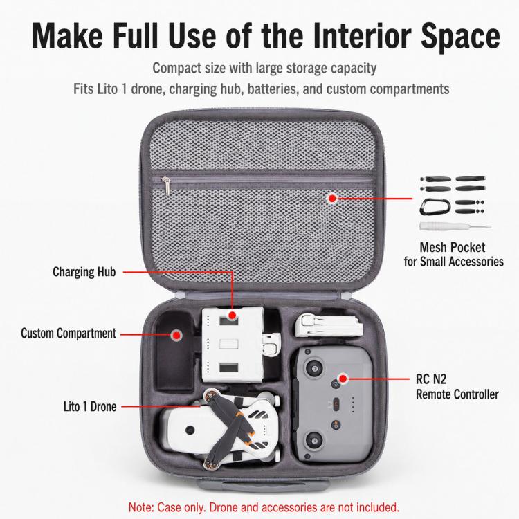 For DJI Lito 1 Drone Kit Storage Case Portable Outdoor Shoulder Bag(Gray) - Image 3