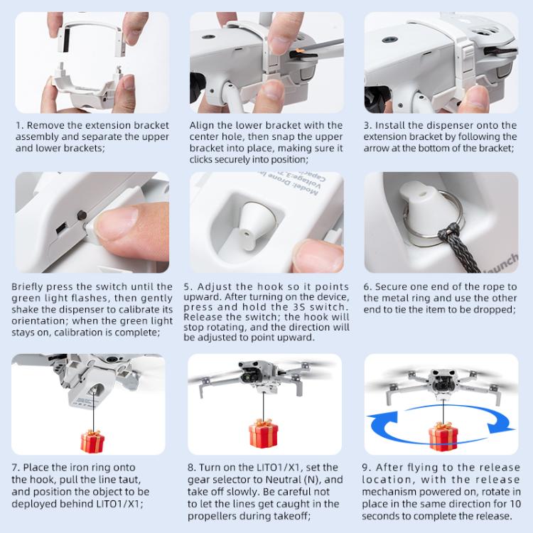 For DJI Lito 1 / X1 STARTRC Air-Dropping System Thrower Parabolic (Grey) - Image 13