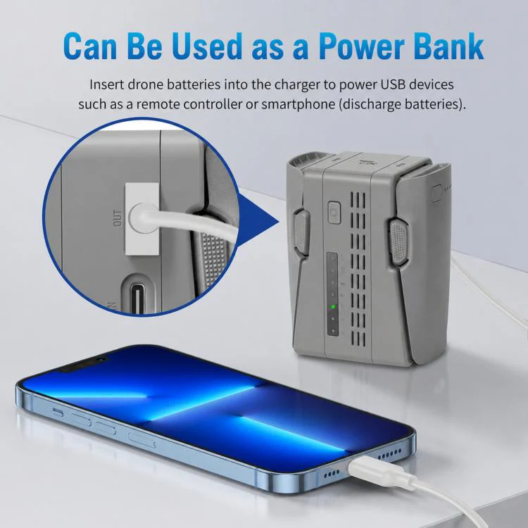 For DJI Neo 2 YX Dual Battery Charger 45W PD Fast Charging Hub with Storage Mode(Grey) - Image 7