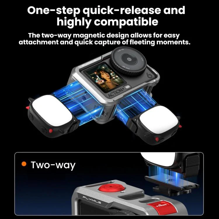 For DJI Osmo Action 3 / 4 / 5 Pro BRDRC Handheld Selfie Monster Fill Light Accessory - Image 4