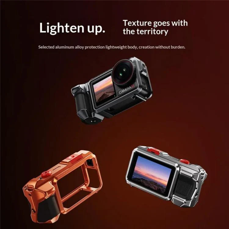 For DJI Osmo Action 3 / 4 / 5 Pro Cage Frame Action Camera Aluminum Alloy Protective Case(Grey) - Image 2