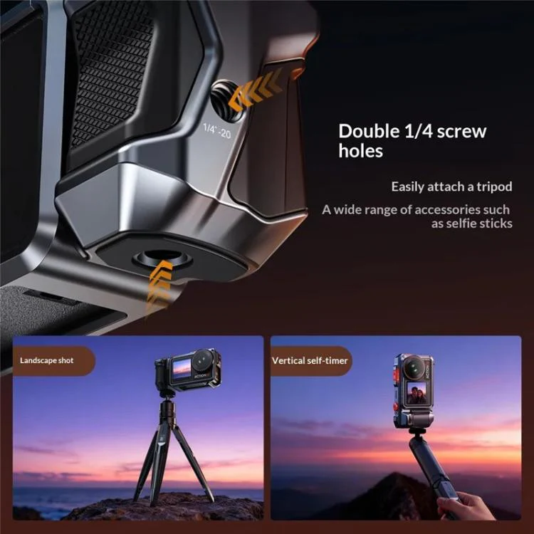 For DJI Osmo Action 3 / 4 / 5 Pro Cage Frame Action Camera Aluminum Alloy Protective Case(Orange) - Image 8
