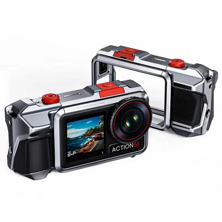 For DJI Osmo Action 3 / 4 / 5 Pro Cage Frame Action Camera Aluminum Alloy Protective Case(Silver)